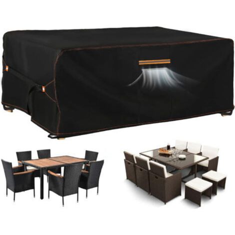 [NEVER USED] Waterproof 420D Oxford Fabric Garden Furniture Cover, Outdoor Furniture Tarpaulin, Weatherproof Protective Table Cover with Ventilation, 180x120x74cm