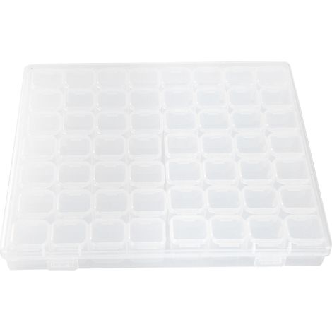 56 compartiments Boîte de rangement en plastique pour strass, décorations ongles et bijoux (1/5)
