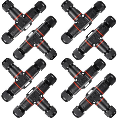 8 pièces connecteur electrique etanche IP68, 3 fils connecteur etanche, Connecteurs de câble enterré étanches, Forme de T, pour diamètre de câble Ø3-12 mm (1/5)