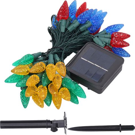 Luci a stringa solari Toivize C6 - 50 LED a forma di fragola - Impermeabili IP44 - Decorazioni natalizie per giardino e patio - Batteria integrata da 800 mAh - Plastica robusta (1/5)