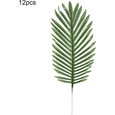 12 hojas, palmera artificial, plástico resistente, acabado realista, decoración para el hogar, fiestas y bodas. (1/5)
