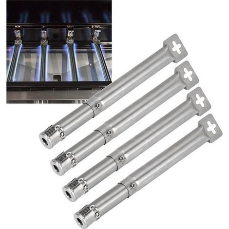 Brûleurs de barbecue - Tube en Acier Inoxydable - Longueur Réglable 305-445 cm - 4 pièces - Antirouille (1/4)