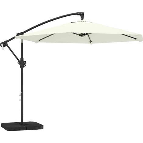 Ampelschirm für Terrasse, 3 m, Creme, Metallgestell, UPF 30+