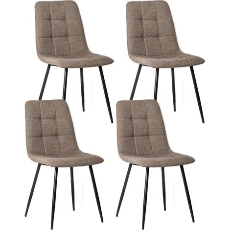 Set 4 Sedie 55x44xH81 cm in Tessuto e Metallo Alma Beige (1/3)