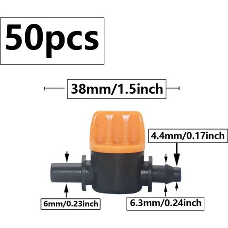 (H x 6 mm - 50 pièces) Raccord de tuyau d'arrosage à embout cannelé 4 mm (1/4 pouce) pour tuyau de 4/7 mm - Mini-vanne pour système d'irrigation goutte à goutte de jardin - Raccords en PVC (1/5)