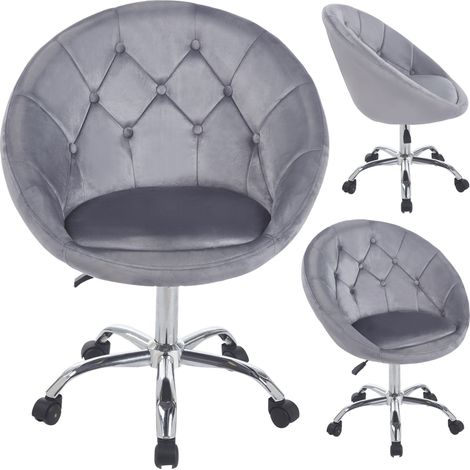 Elegante poltrona girevole in velluto su ruote RUNDO grigia JUMIhome