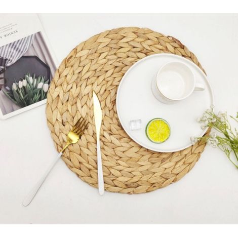 Jeu de 4 Naturelles Jacinthe d'eau Weave napperons napperons par 25cm (1/4)