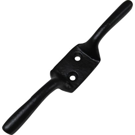 Black Cleat Hooks 6" X2 (Washing Line Blind Cord Tie Back Trailer Rope) (1/5)