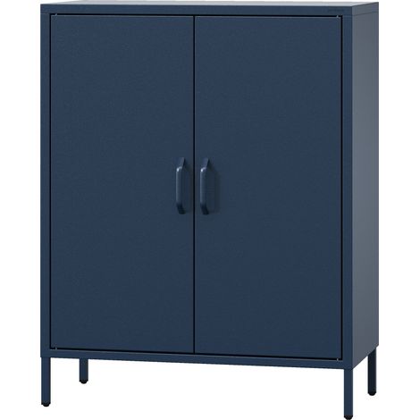 Jan Nowak Kommode mit Doppeltür VITO Sideboard 2 türig kleiner Schrank mit Beinen Magnetverschluss verstellbare Einlegeböden Metall Wohnzimmer Flur, 80 x 101,5 x 40 cm, Seegrün VITO Sideboard 2 türig  (1/5)