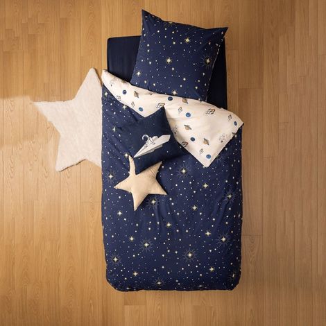 Housse de couette enfant 140x200 Espace + taie coton 57 fils (1/5)