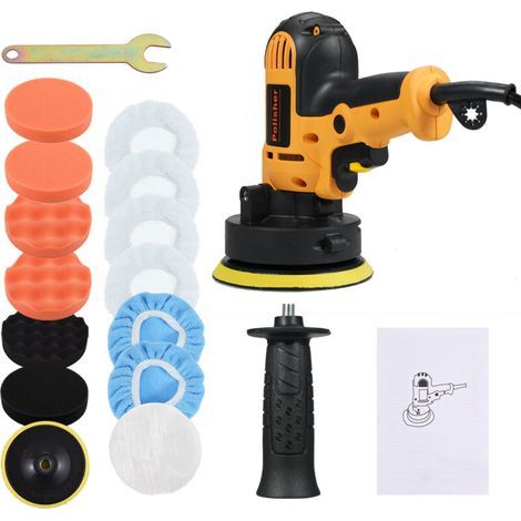Kit de polisseuse électrique de voiture de 5 pouces 700 W tampon automatique 600-3700 tr/min Machine de polissage variable avec poignée auxiliaire tampons de capot en laine éponge outil rotatif pour m (1/5)
