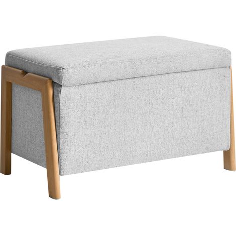 Banco con almacenaje glamuroso moderno dormitorio sala de estar tapizado de tela gris Edland (1/5)