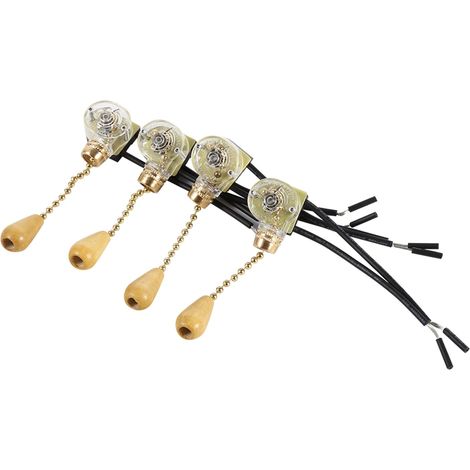 Lot de 4 interrupteurs à chaînette universels pour ventilateur de plafond, lampe ou applique murale (250 V/125 V). (1/5)