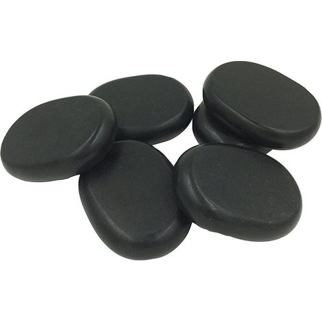Large Hot Stones for Spa - Relaxing Hot Stones - Natural Basalt Stones for Therapeutic Treatment/Gift/Spa 8 x 6 cm - 6 Pack (1/5)