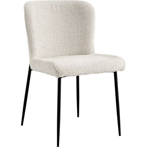 Stuhl mit Bouclé-Bezug für das Esszimmer in Ecru. Kollektion LISE (1/5)