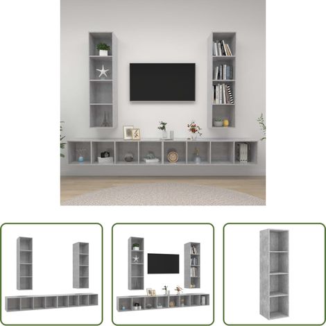 vidaXL Schrank für HiFi - TV-Wandschränke 4 Stk. Betongrau Holzwerkstoff (1/5)