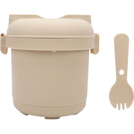 Cuiseur à riz et cuiseur vapeur pour micro-ondes avec séparateur amovible, couvercle, cuillère, nettoyage facile, design compact pour des repas rapides, idéal pour préparer le déjeuner au bureau. (1/5)
