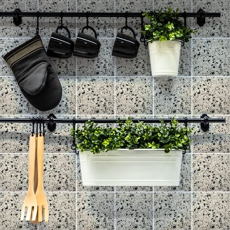 Sticker Mural Carrelage adhésif Cuisine Salle de Bain - 24 Stickers CARRELAGES TERRAZZO - 24stickers10x10cm (1/5)