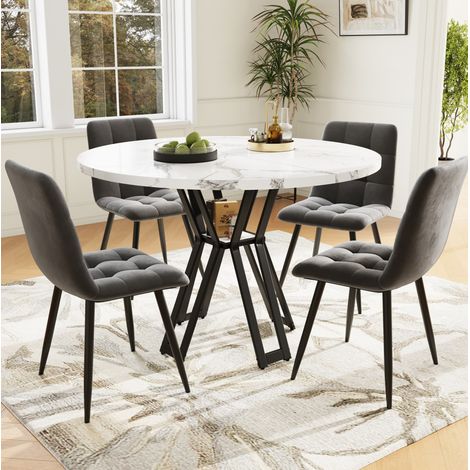 tavolo cucina 100 cm con 4 sedie velluto OKMYHOME (1/5)
