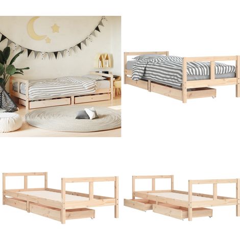 Cadre de lit pour enfants gris 80x200 cm bois de pin massif - Lit Bébé - Lit Enfant - Meuble Enfant - Chambre D'enfant - Mobilier Enfant - Home & Living (1/5)