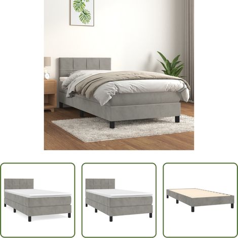 Samtbett - Boxspringbett mit Matratze Hellgrau 80x200 cm Samt (1/5)