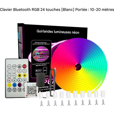 Ruban Néon LED RGB 10M avec Détection Sonore – Bande Flexible en Silicone 60 LEDs, Effets Couleurs Dynamiques, DIY Ambiance Gaming, Streaming et Décoration – Boîte Couleur (1/3)