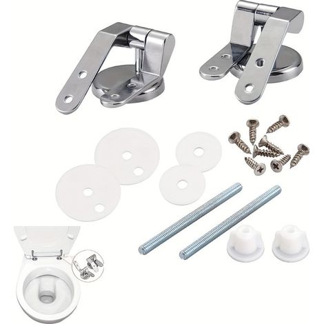 Charnières de siège de toilettes classiques en alliage de zinc (Matériel de fixation inclus) — Lot d'une paire (Boulons et écrous inclus) (1/5)