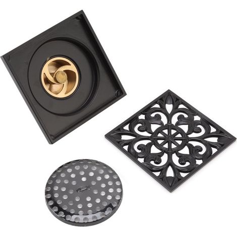 Siphon sol carré anti-odeur – acier inoxydable – cuivre – douche drain – salle bain (1/5)