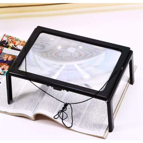 Pair Lntyq 3X Loupe de Lecture Loupe Pleine Page avec Lumière LED Lampes Eclairant Loupe sur Pied Rectangulaire Loupe à Main Libre Lentille de Grossissement Main Libre Cadeau pour Personne âgé Malvoya (1/5)