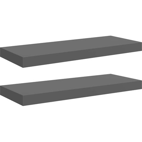 Maison Exclusive - Schweberegale 2 Stk. Hochglanz-Grau 60x23,5x3,
