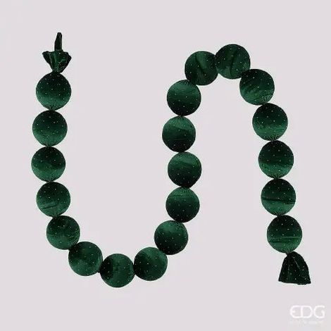 EDG Enzo De Gasperi Festone Natalizio 20 Palle Brillanti Verde Scuro Ø8 cm L180 cm – Decorazione di Natale (1/2)