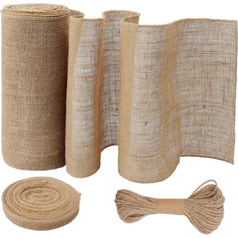 Chemin de Table Jute 30cm x 4.57m Toile de Jute pour Décoration Table de Mariage Baptême Fête Anniversaire (1/5)