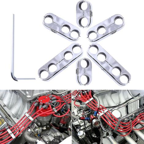 Separadores de cables de bujía cromados para Chevy Mopar de 7 mm y 8 mm (nuevos)