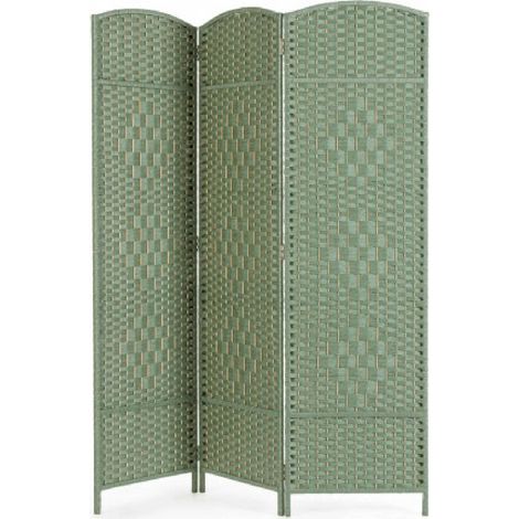 Paravento 3 Ante shana verde, bamboo, carta, legno di pioppo, 150 x 180 cm -Nero
