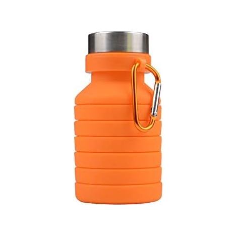 Zusammenfaltbare, auslaufsichere, tragbare und wiederverwendbare Silikon-Wasserflasche, BPA-frei, mit Karabinerhaken zum Anclipsen, leicht, geeignet für Fitnessstudio, Reisen, Camping, Wandern und Spo (1/5)