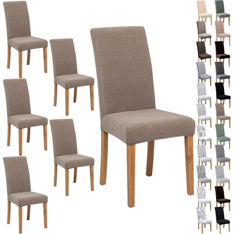 Housses de chaise Jacquard extensibles, lot de 4 ou 6, douces et décoratives (1/5)