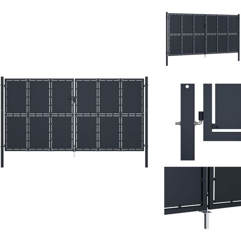 Gartentor Stahl 400 x 175 cm Anthrazit - Gartentor - Stahltür - Zaunportal - Zaunteil - Einfahrtstor (1/5)