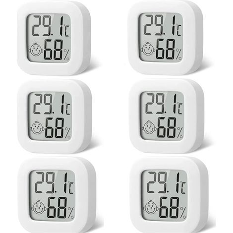 CCYKXA 6 pcs Mini Indoor Thermometer Home-Digital Hygrometer Termometro Function ℃ / ℉, Temperature Monitor Home Termometer -50 ℃  70 ℃, 10%  99% RH Suitable for Home, Office (Battery Included)