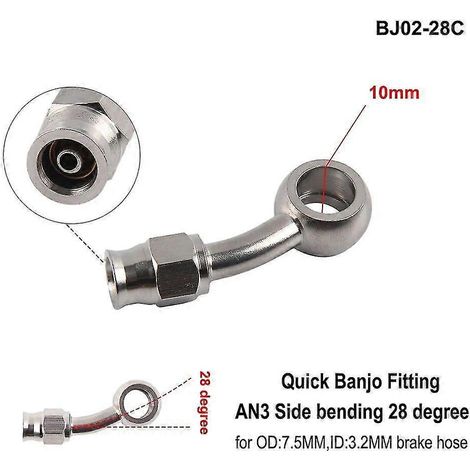 AN3 Motorrad-Hydraulikbremsleitung, Hohlschraubenanschluss M10x1, Edelstahl, 10 mm – BJ02-28C (1/5)