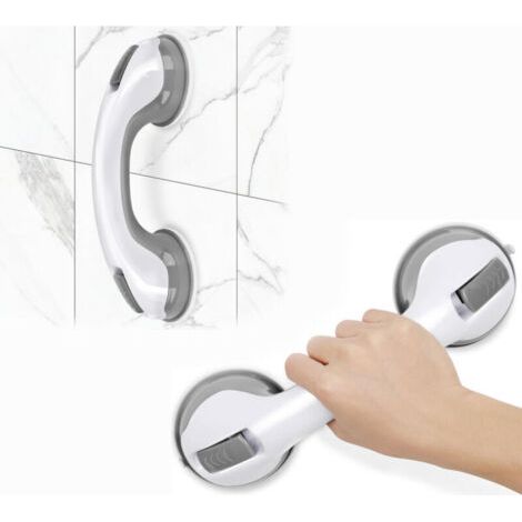 Poignée Ventouse ,pour Salle de Bain Barres d'appui de Douche Forte Prise pour handicapés, Seniors, blessés, sécurité poignée de Douche Support jusqu'à 109 kg sans perçage et Amovible - Gris (1/5)