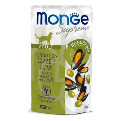 Monge Supreme Gato Adulto Atún con Mejillones y Aceitunas 80g