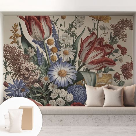 Tapete Vliestapete mit Kleber - trendige Wanddeko - elegant Fototapete für Wohnzimmer - Schlafzimmer Blumenstrauß 208x146 cm (1/5)