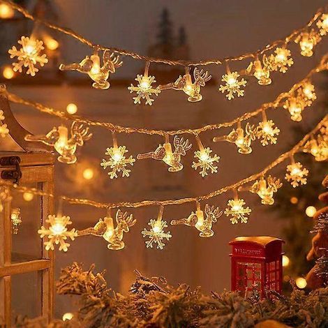 Guirlande lumineuse LED flocons de neige pour sapin de Noël, décoration de Noël pour la maison, guirlande lumineuse flocons de neige 3M 20 LED (1/5)