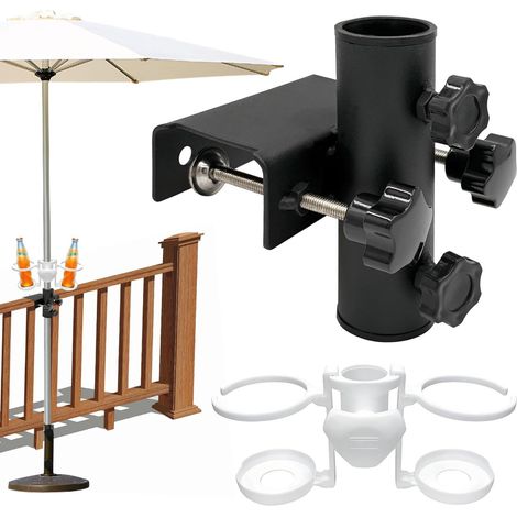 Support de Parasol,Pied de Parasol Balcon,Support de Parasol en Métal,Fixation de Parasol pour Table,Support Parasol Balustrade, Pied de Parasol pour Balcon et terrasse (1/5)