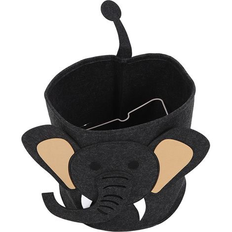 Panier à linge en coton épais, motif animaux de dessin animé, seau de rangement pour vêtements sales, 30 x 27 cm, éléphant (1/5)