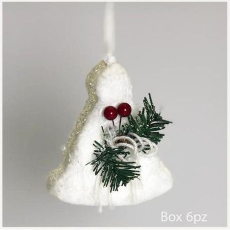 6 cappellini innevati decorati 9 cm per albero di natale - colore bianco - decorazioni addobbi