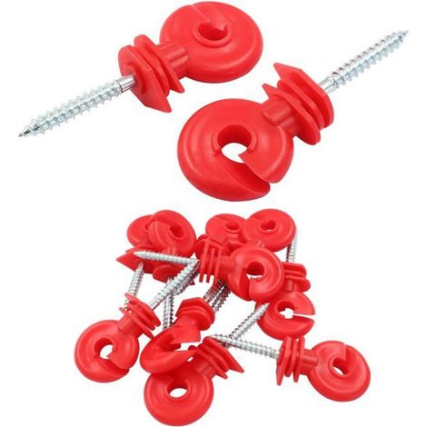 10Pcs 91mm/3.58" Isolateur électrique rouge vissable pour clôture - Outil durable pour ranch et agriculture (1/5)