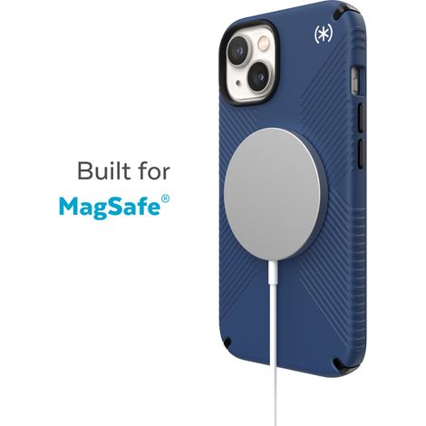 Étui Speck Presidio2 Grip MagSafe - Antidérapant pour iPhone 14 Plus (Bleu côtier / Noir / Blanc) (1/5)
