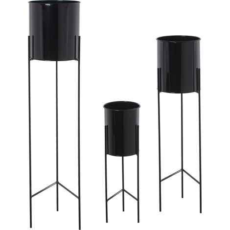 Los 3 Black Metall Gartengärten schwarzer Fuß ° 21x93+° 18x75+° 16x51cmpour Alle Stile, um dem Haus eine Note zu verleihen (1/5)