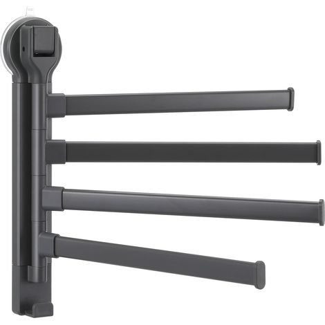 Porte-serviettes en métal avec ventouse puissante et 4 barres pivotantes réglables pour une (1/5)